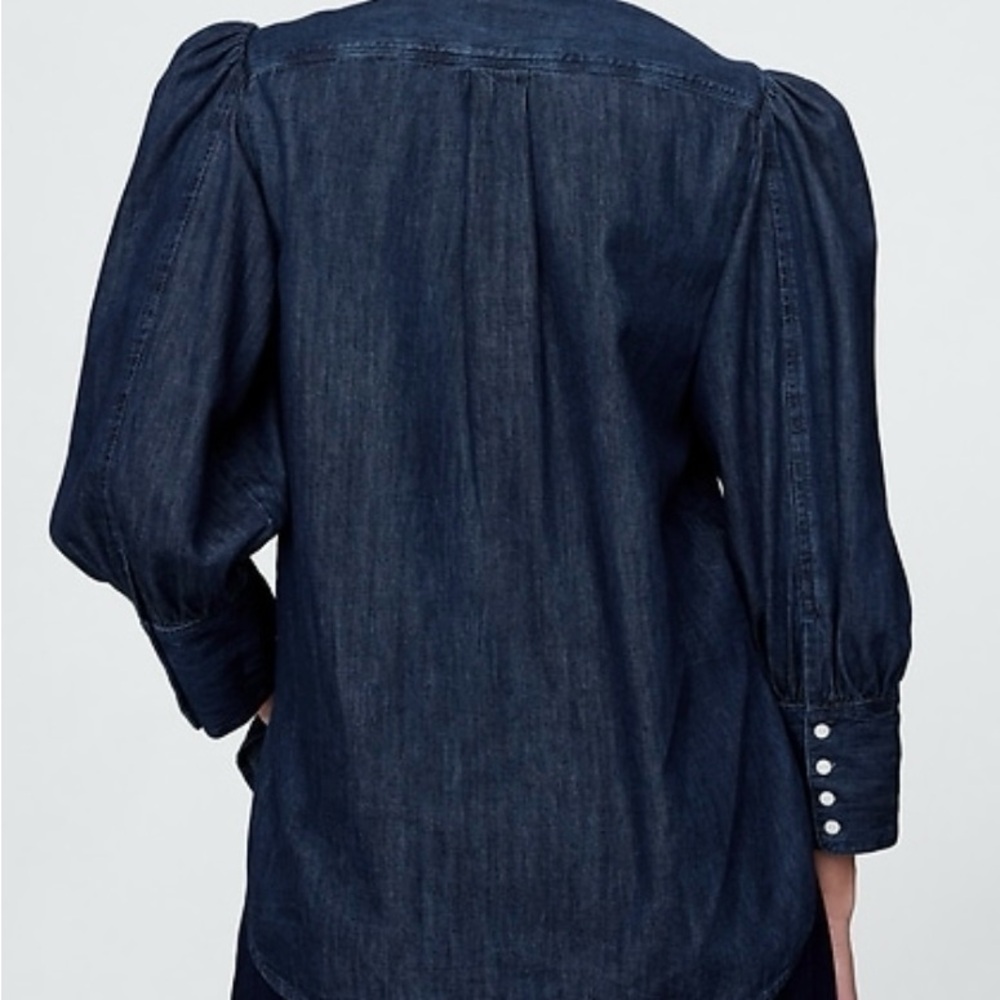 GAP Dark Blue Puff Sleeve Blouse - Picture 2 of 7